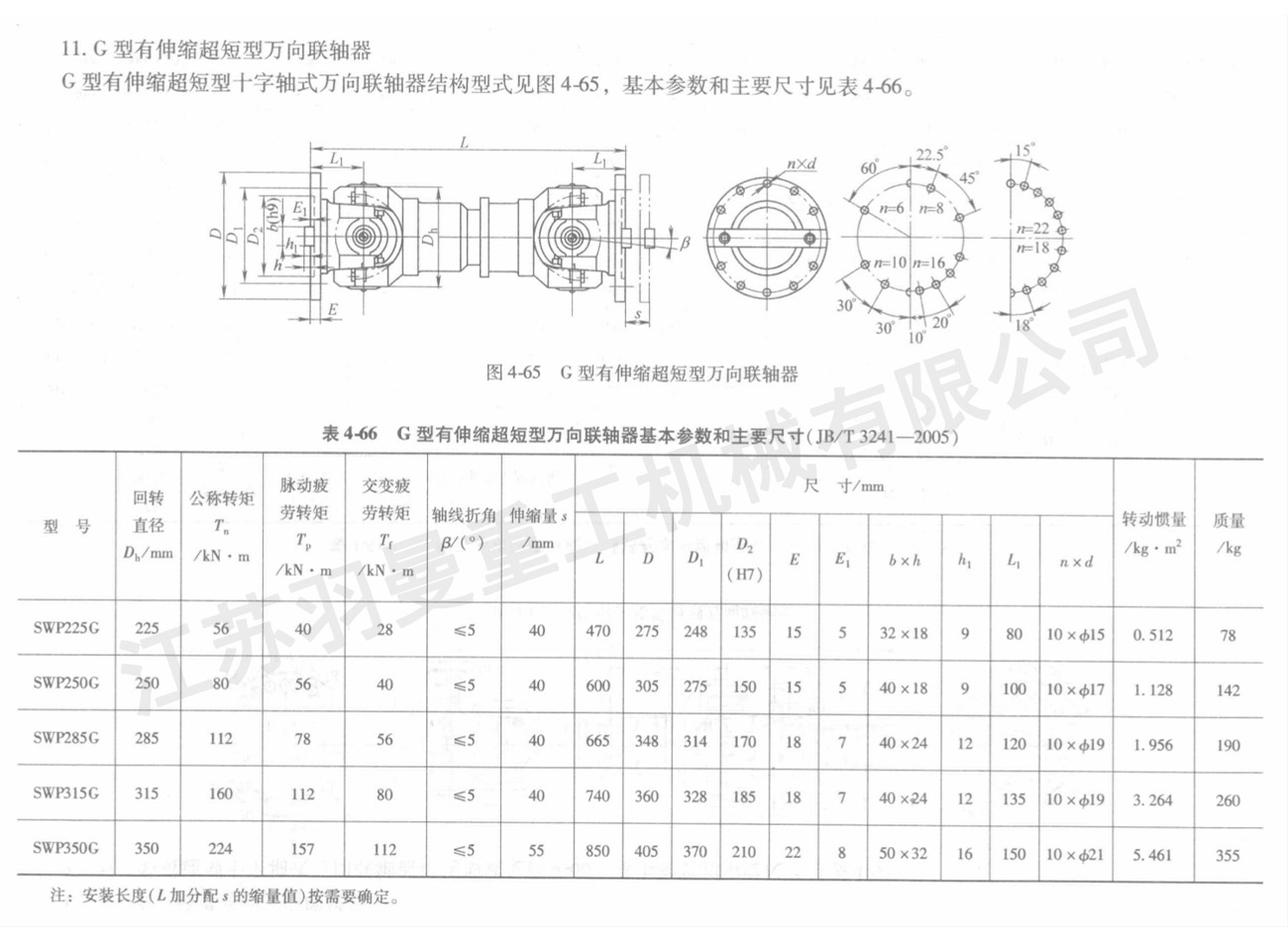 G型有伸縮超短型萬(wàn)向聯(lián)軸器